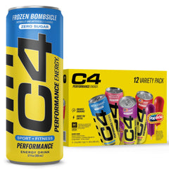 C4 Energy Popsicle can front with bold flavors for steady pre-workout energy