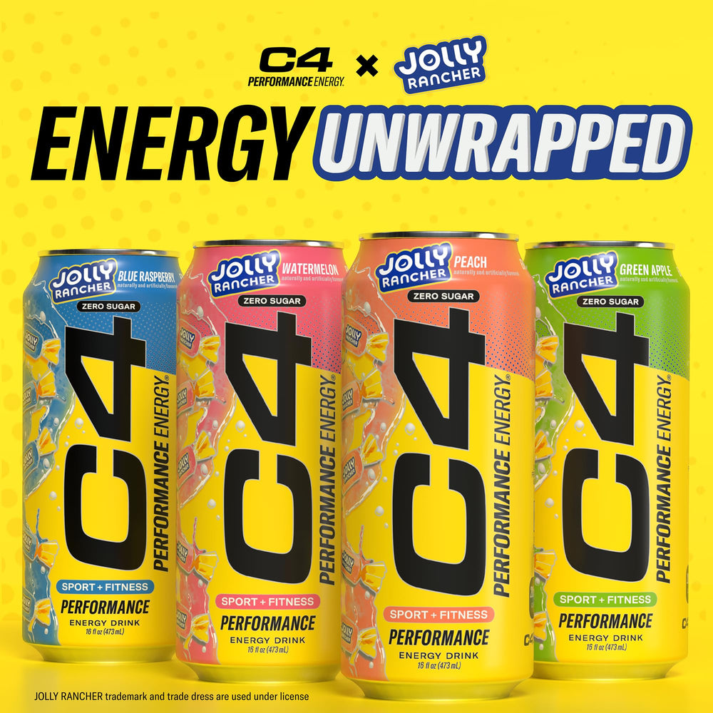 C4 Jolly Rancher can being opened with glass of flavor splash