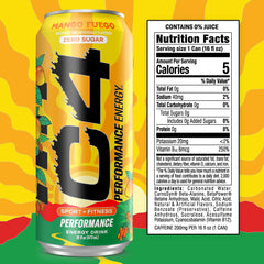 Chilled C4 Mango Fuego can delivers quick, sugar-free energy for high-intensity training.