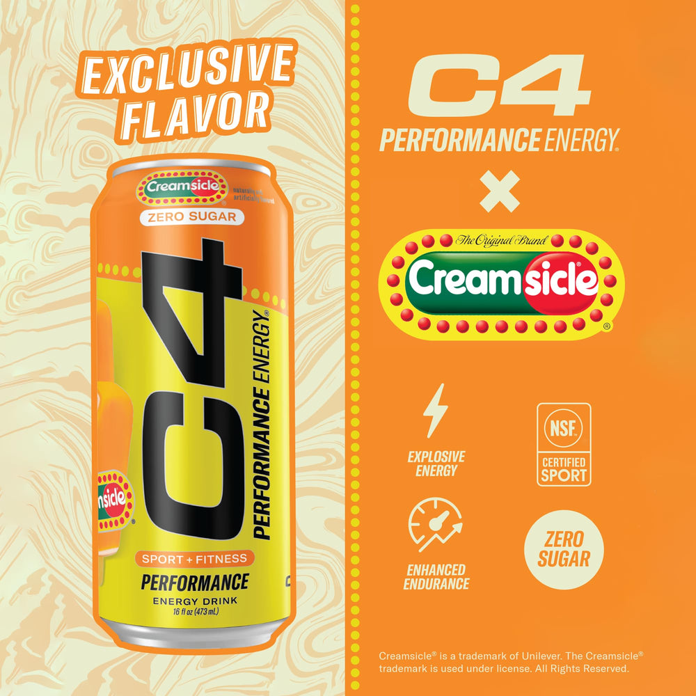 C4 Orange Creamsicle bottle hero showing bold flavor and energy
