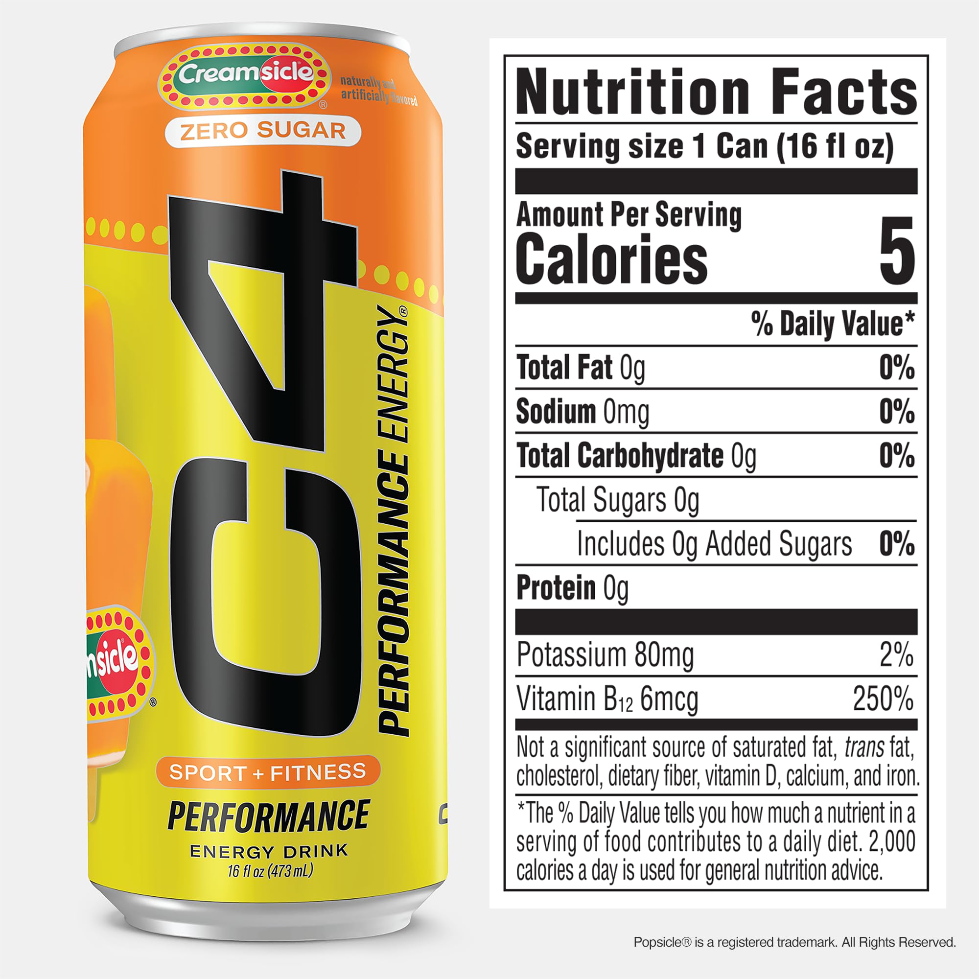 C4 Orange Creamsicle carbonation bubbles imply refreshing energy