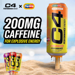 C4 Orange Creamsicle hand hold highlights convenient energy on the go