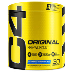 C4 Original Frozen Bombsicle powder with scoop ready for an energizing workout