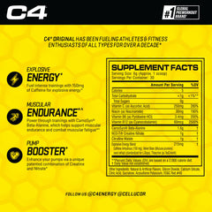 C4 Original Fruit Punch label closeup highlights caffeine and endurance ingredients.
