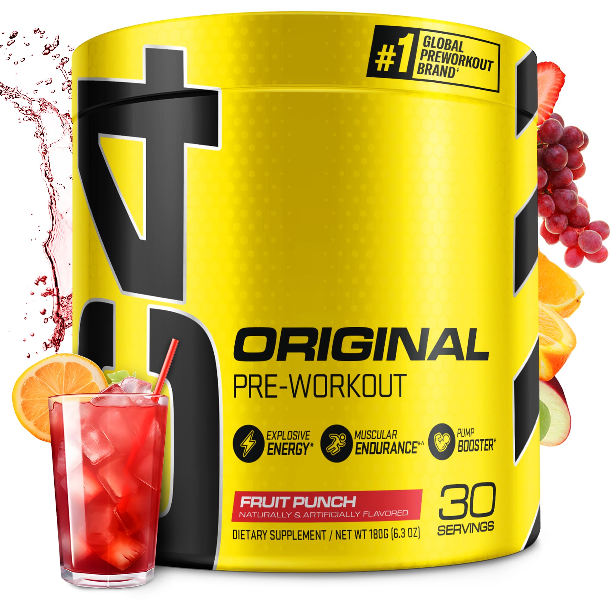 C4 Original Fruit Punch powder tub ready to fuel workouts with clean energy.