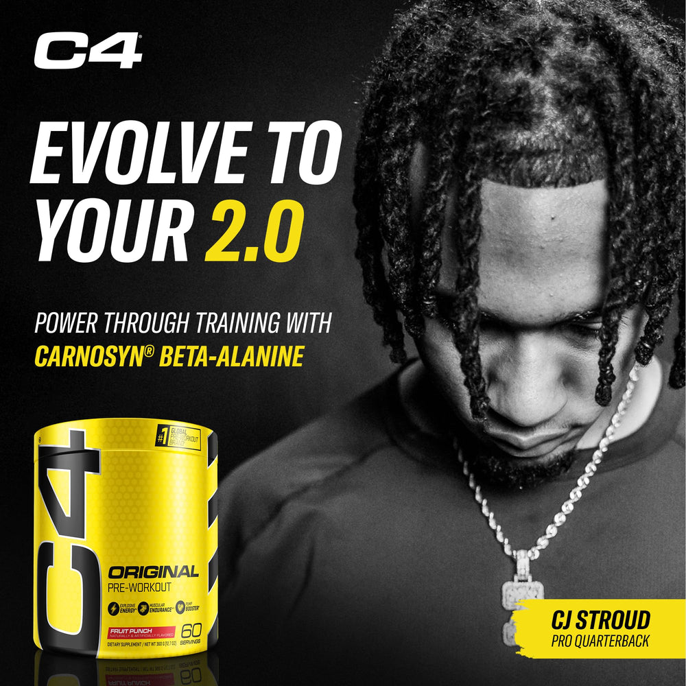 C4 Original Fruit Punch drink glass highlights refreshing, sugar-free energy