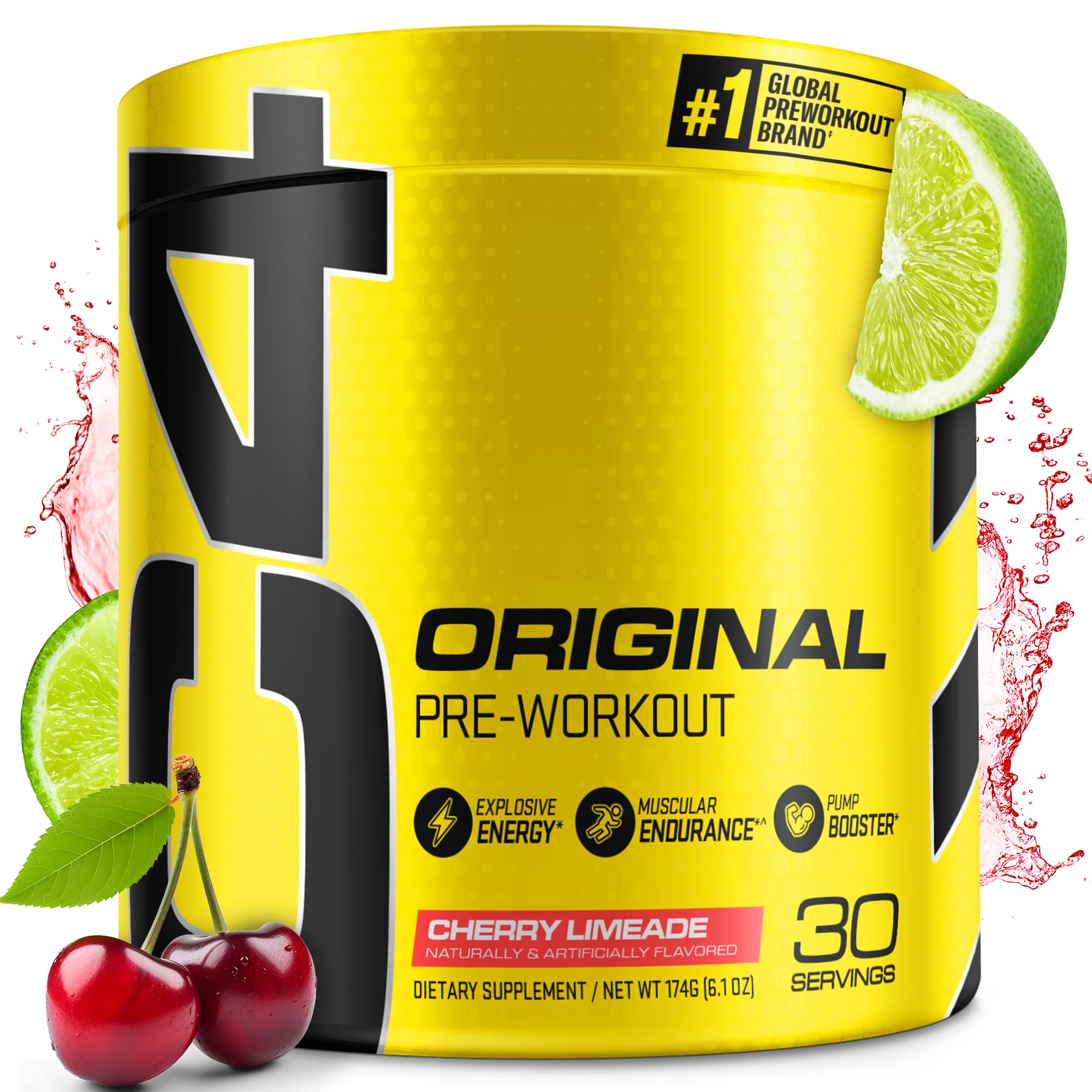 C4 Original pre-workout Cherry Limeade tub ready to mix for energy and endurance.