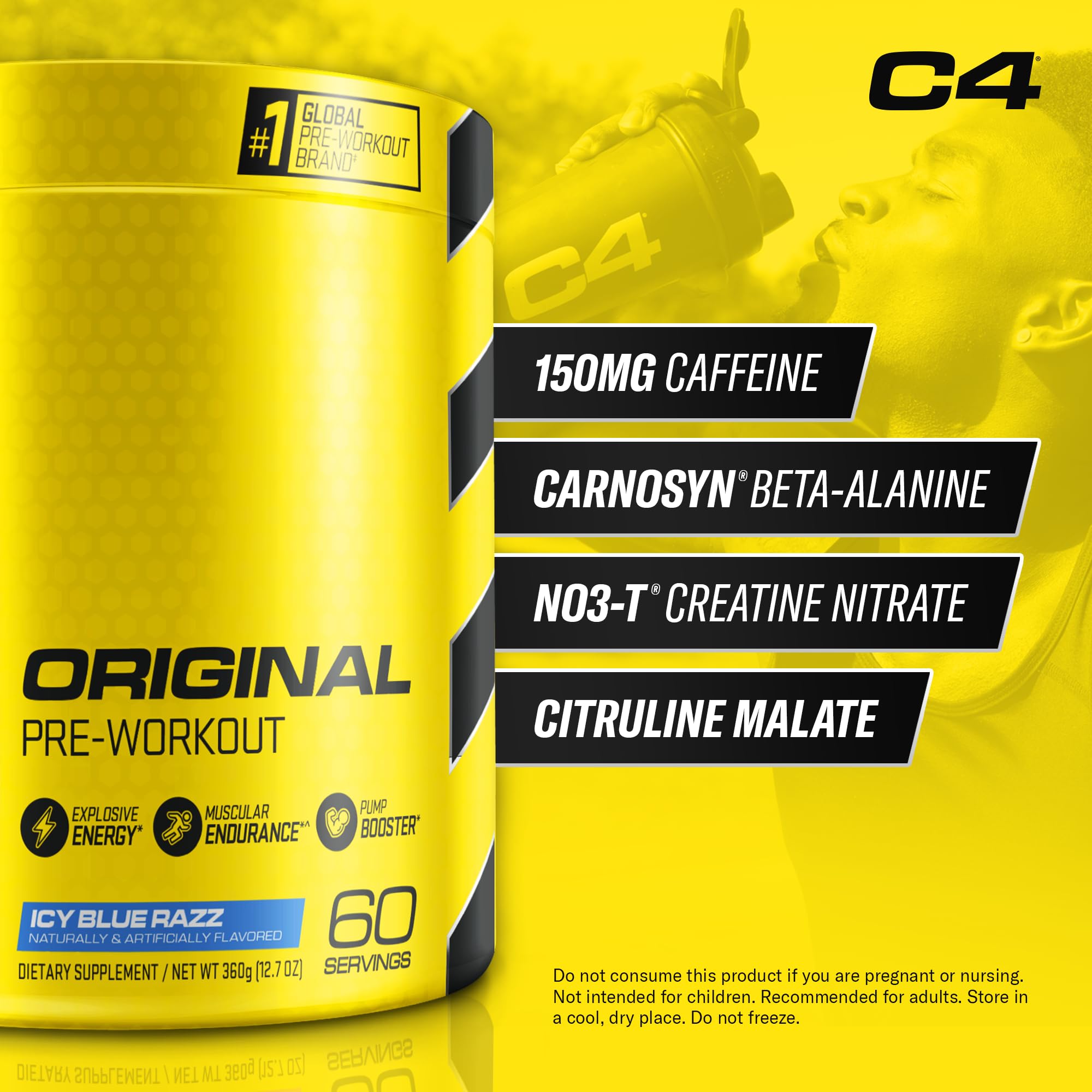 C4 Original scoop pouring into water for quick zero-sugar energy.