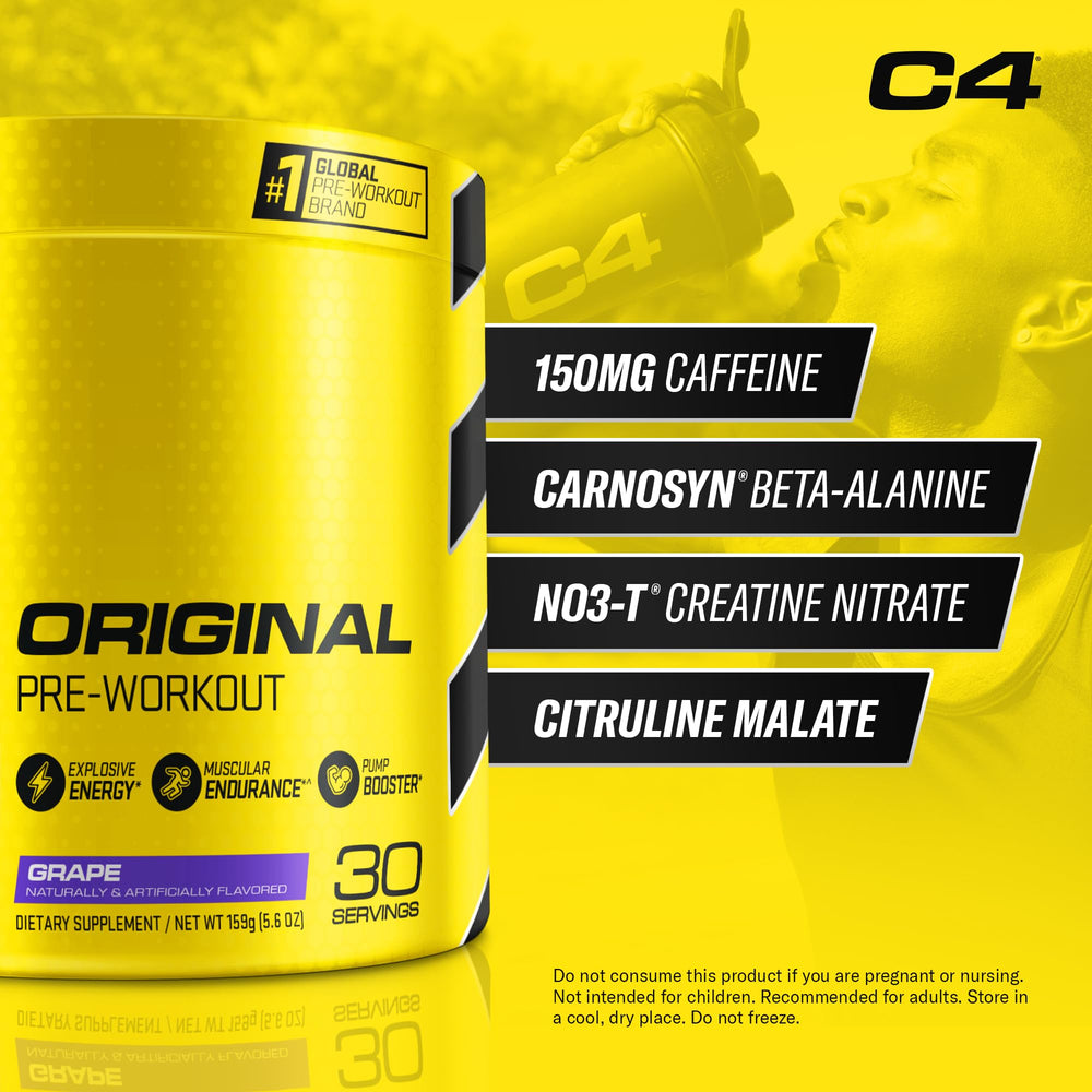 C4 Original serving scoop display shows powder ready to mix for focus