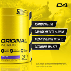 C4 Original serving scoop display shows powder ready to mix for focus