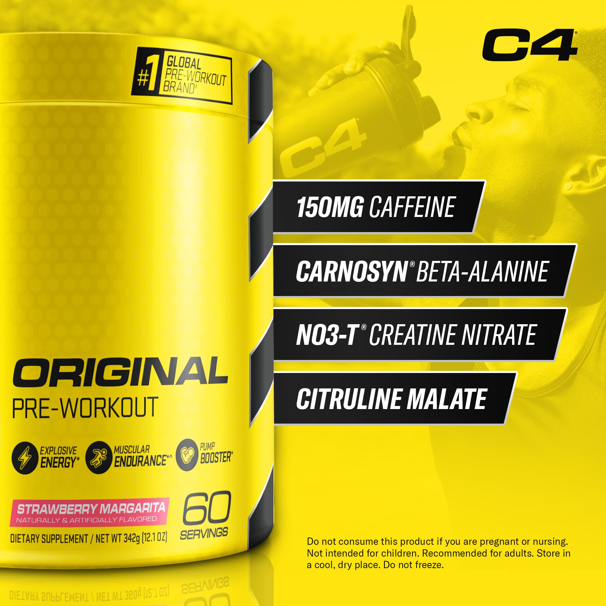 C4 Original Strawberry Margarita scoop ready for pre-workout use.