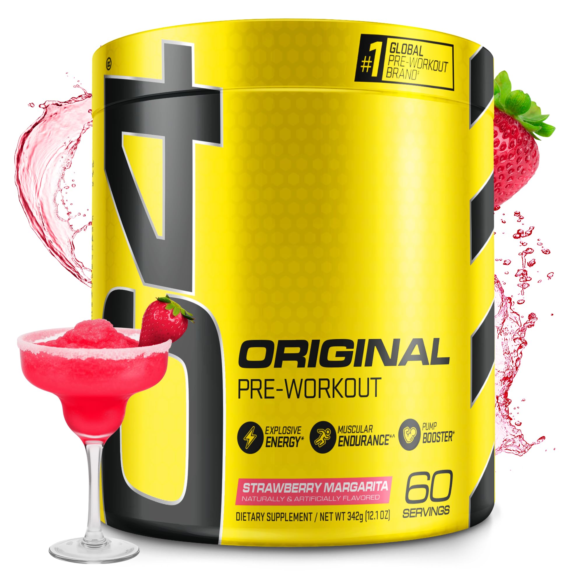 C4 Original Strawberry Margarita tub front showing packaging and branding for energy focus.