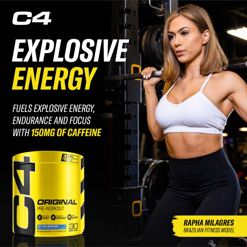 C4 Original tub in gym bag for on-the-go fueling.