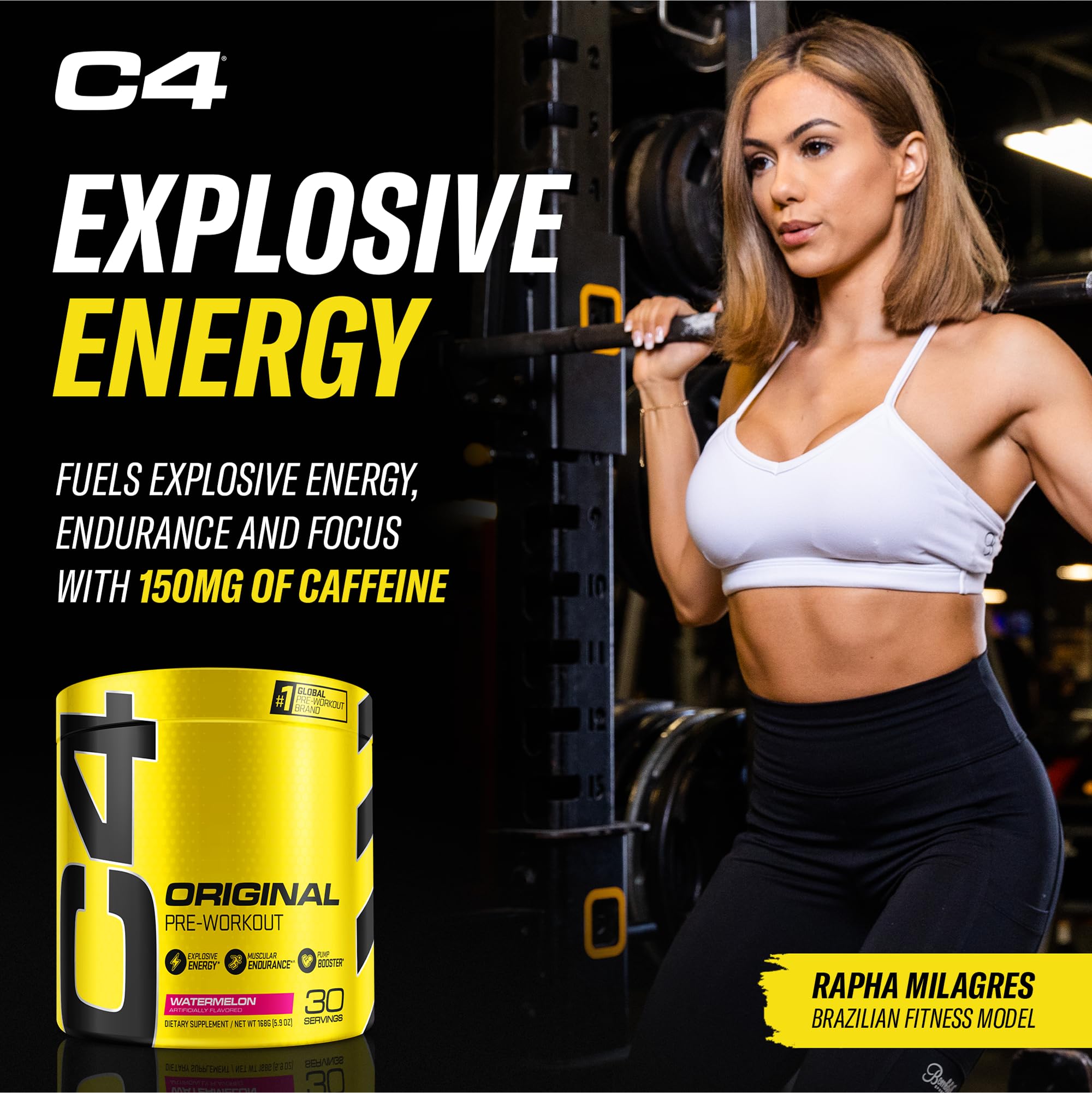 C4 Original Watermelon drink in a glass showcases refreshing workout flavor.