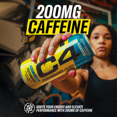 C4 12-pack packaging on store shelf for ready-to-use performance drinks.
