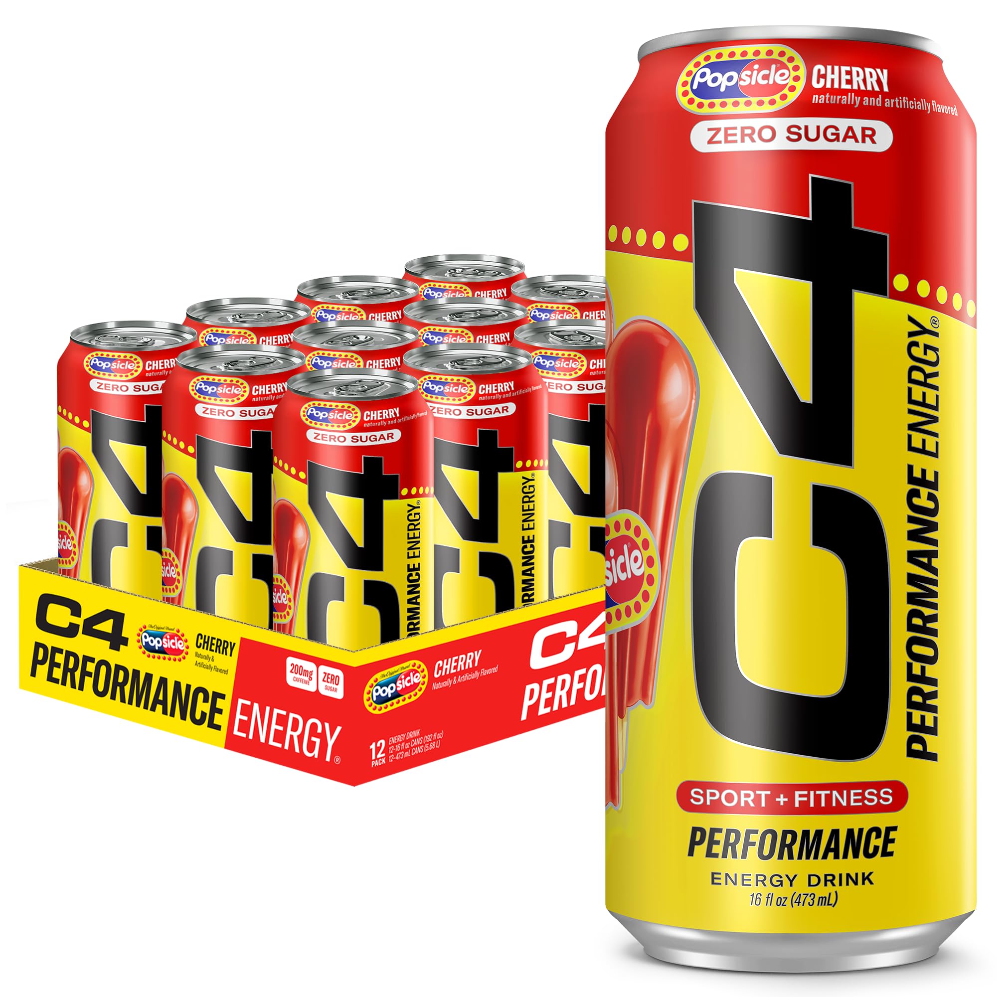 C4 Performance Energy Cherry Popsicle can front view for a preworkout energy boost.