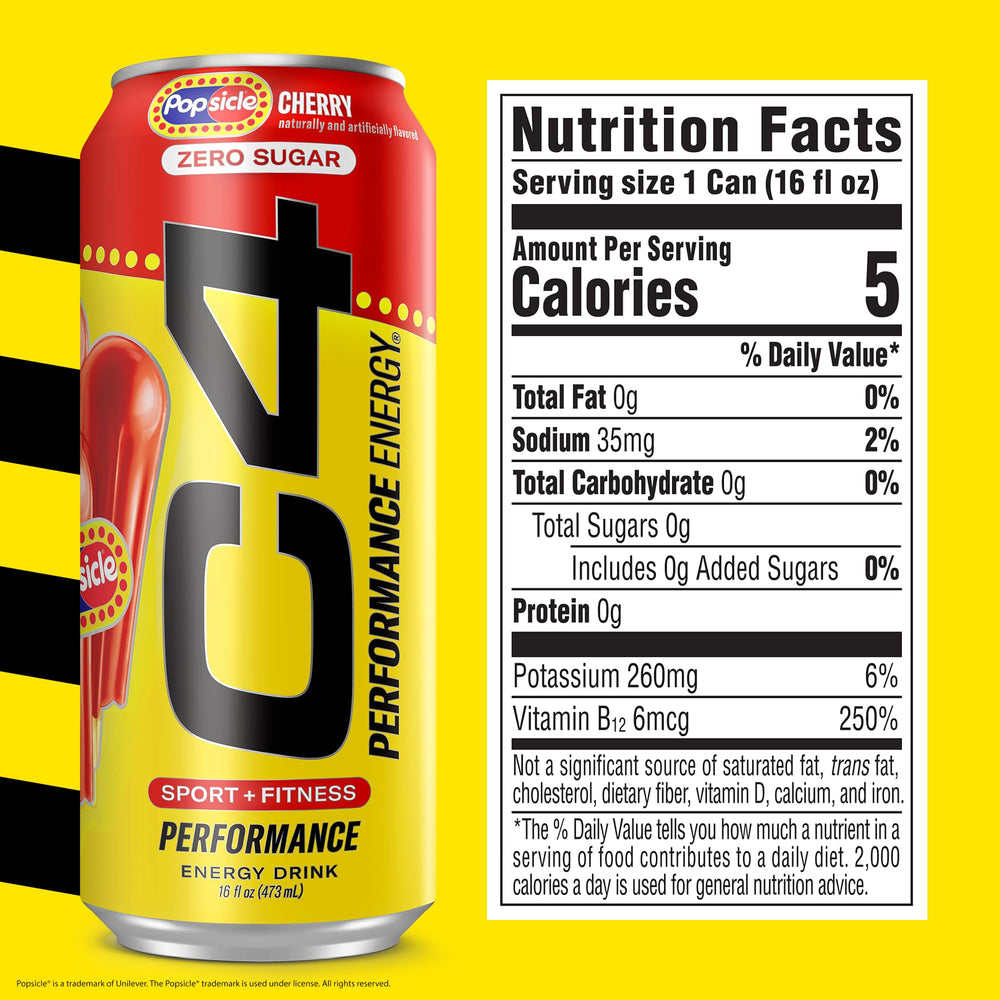 C4 Performance Energy Cherry Popsicle pours into a glass for instant flavor and alertness.