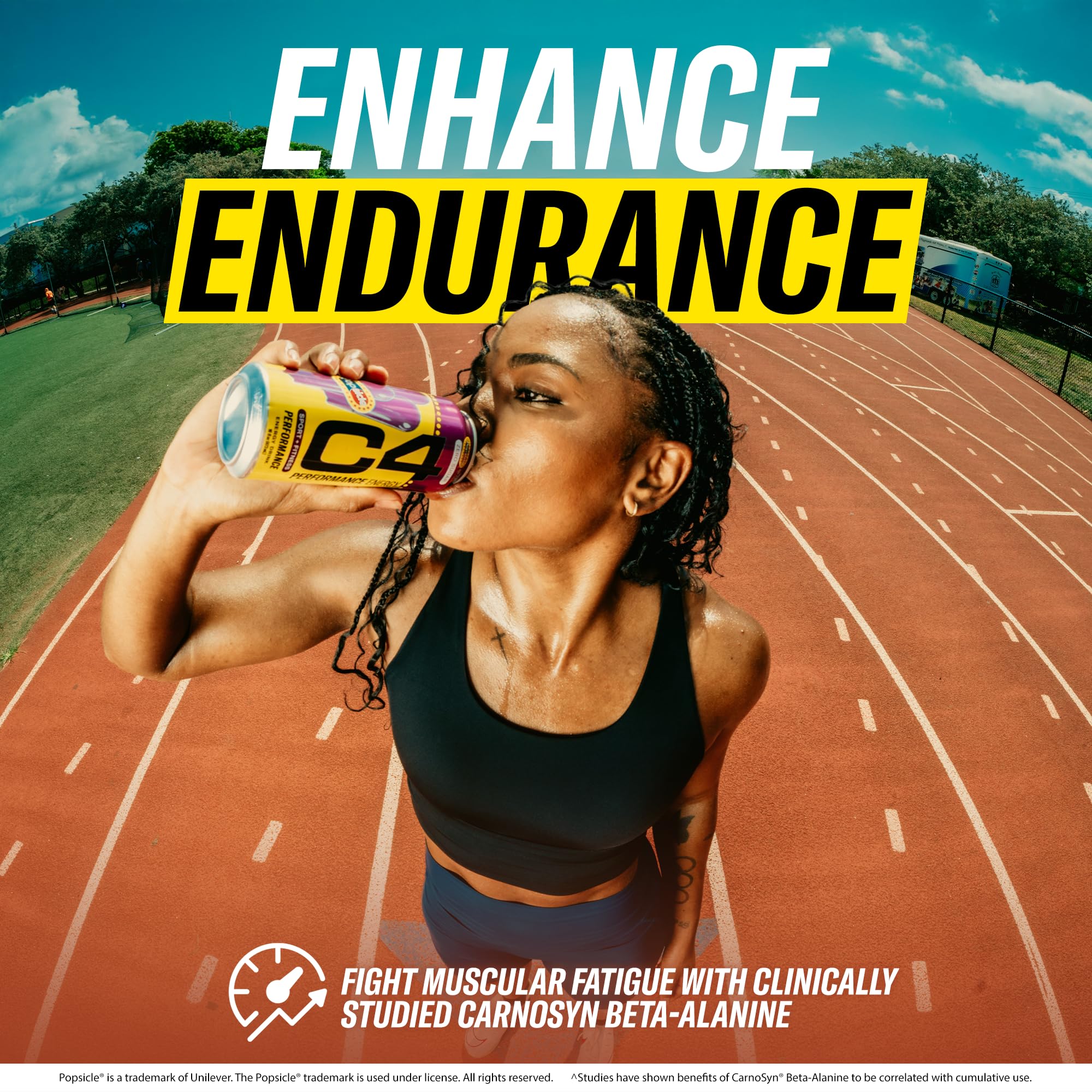 C4 Performance Energy grape popsicle with athlete demonstrates on-the-go energy before workouts.