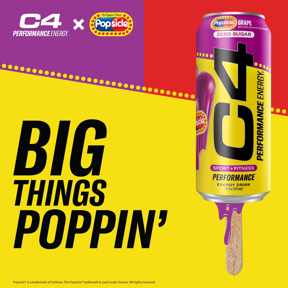 C4 Performance Energy grape popsicle serving suggests instant, crisp flavor when chilled.