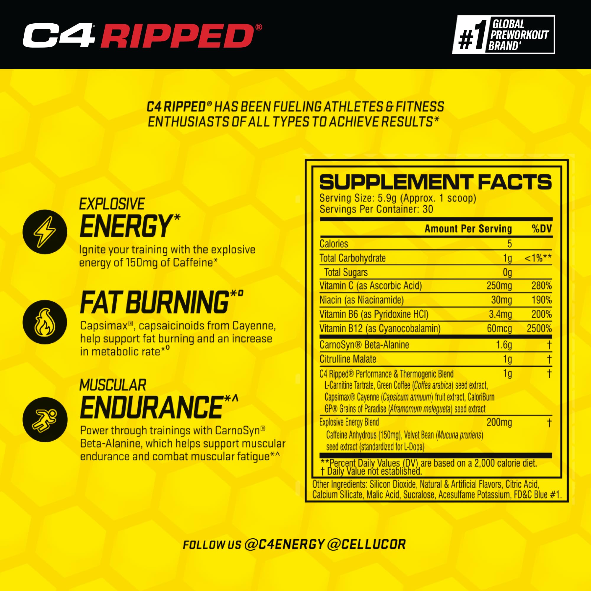 C4 Ripped serving scoop pouring powder for quick energy before training