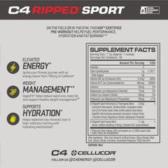 C4 Ripped Sport Fruit Punch scoop on powder for precise pre-workout dose