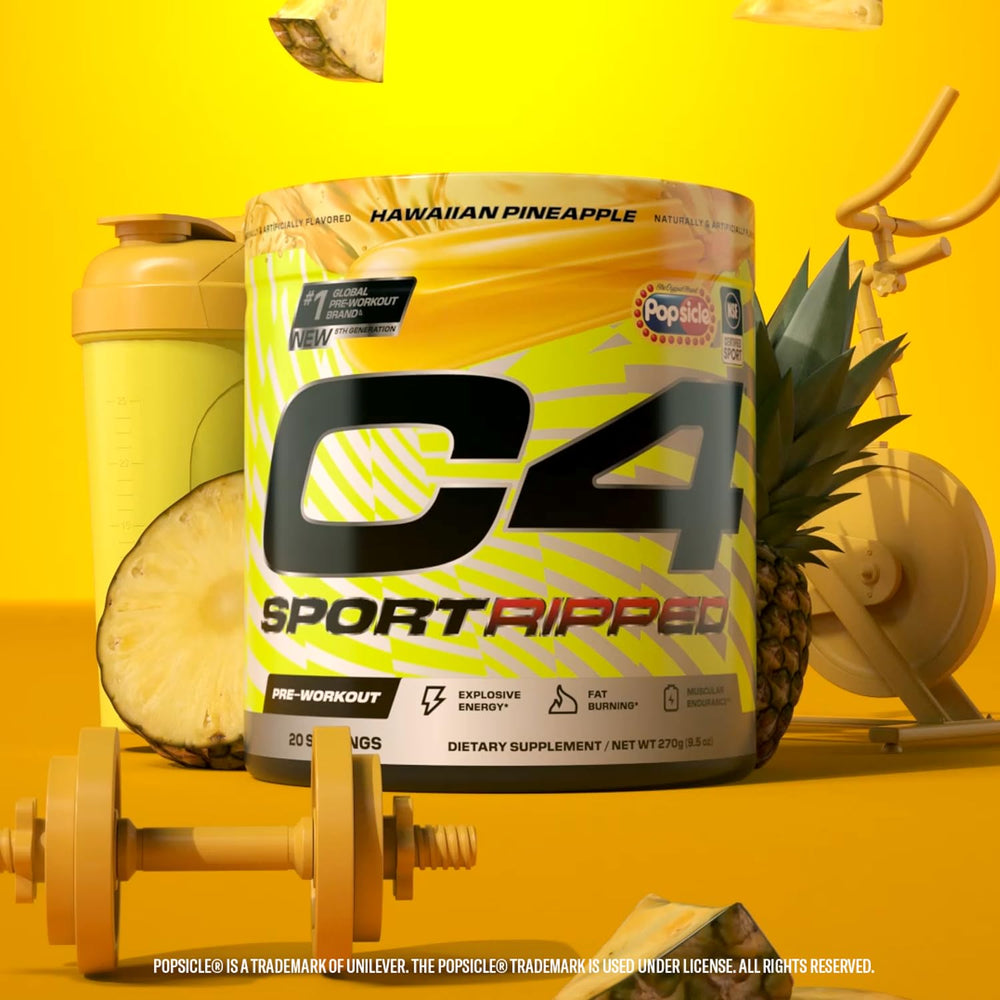 Close-up of C4 Ripped Sport ingredients label with beta-alanine and caffeine.