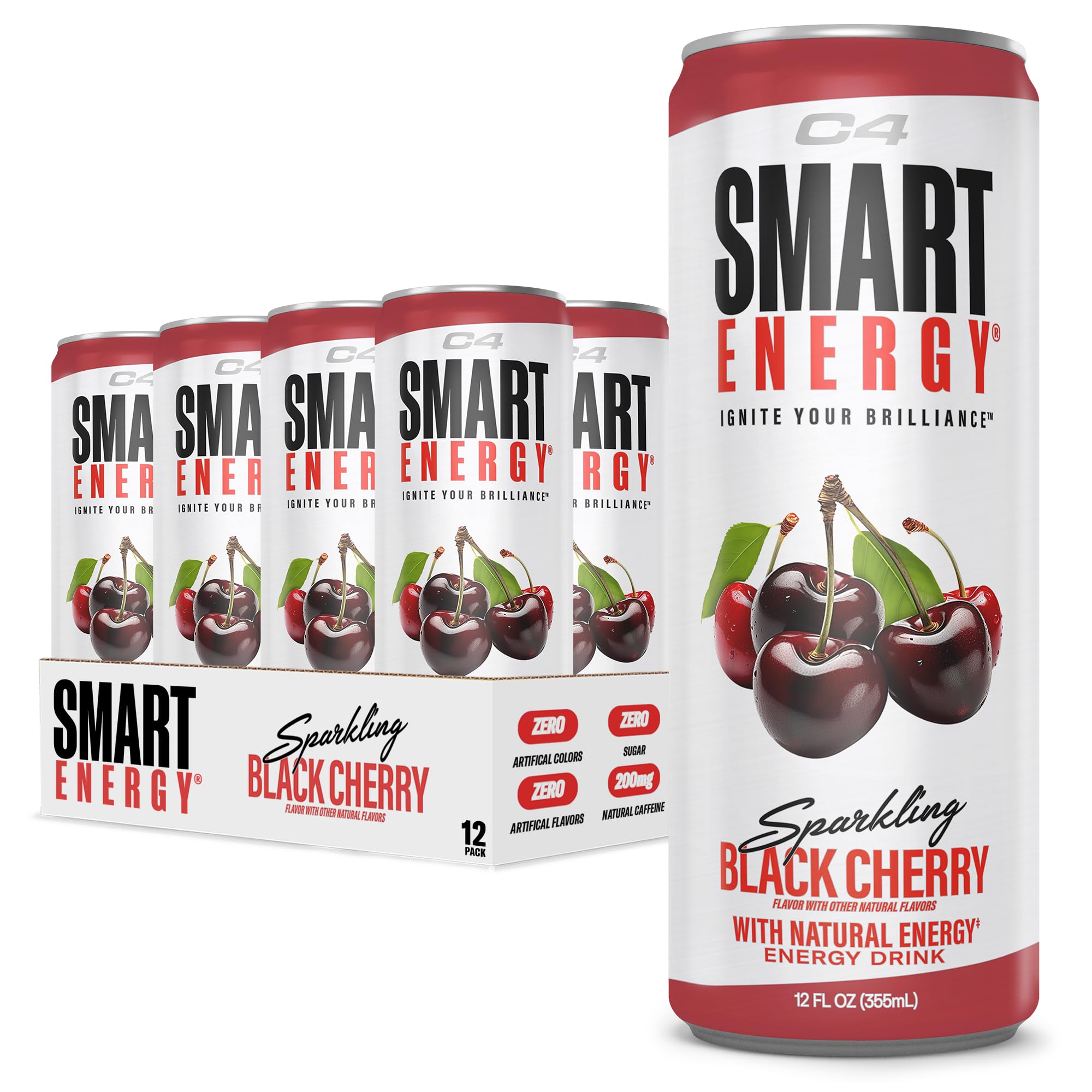C4 Smart Energy Black Cherry bottle delivers sugar-free energy for daily focus.