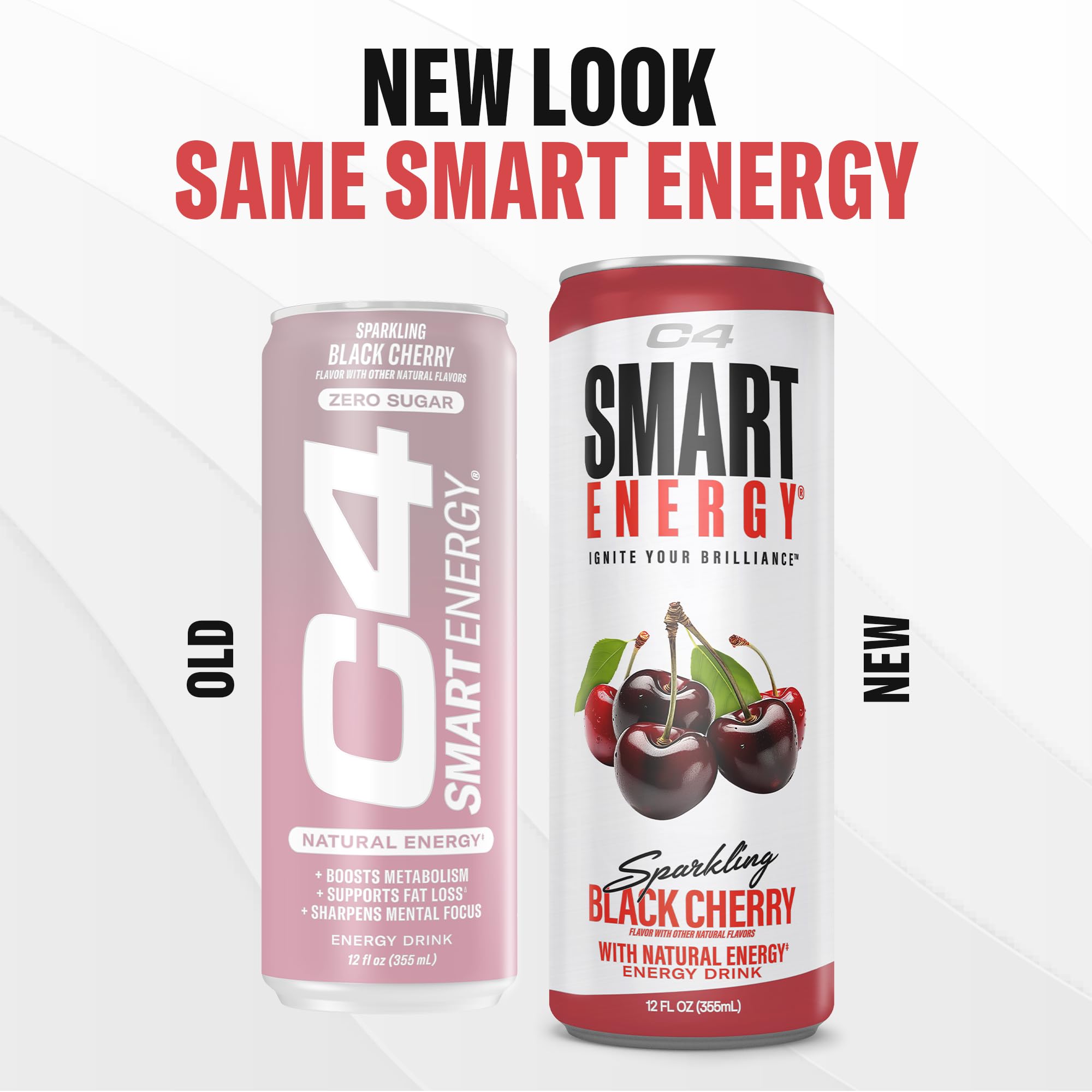 Closeup of C4 Smart Energy black cherry can highlights bold flavor and caffeine boost.