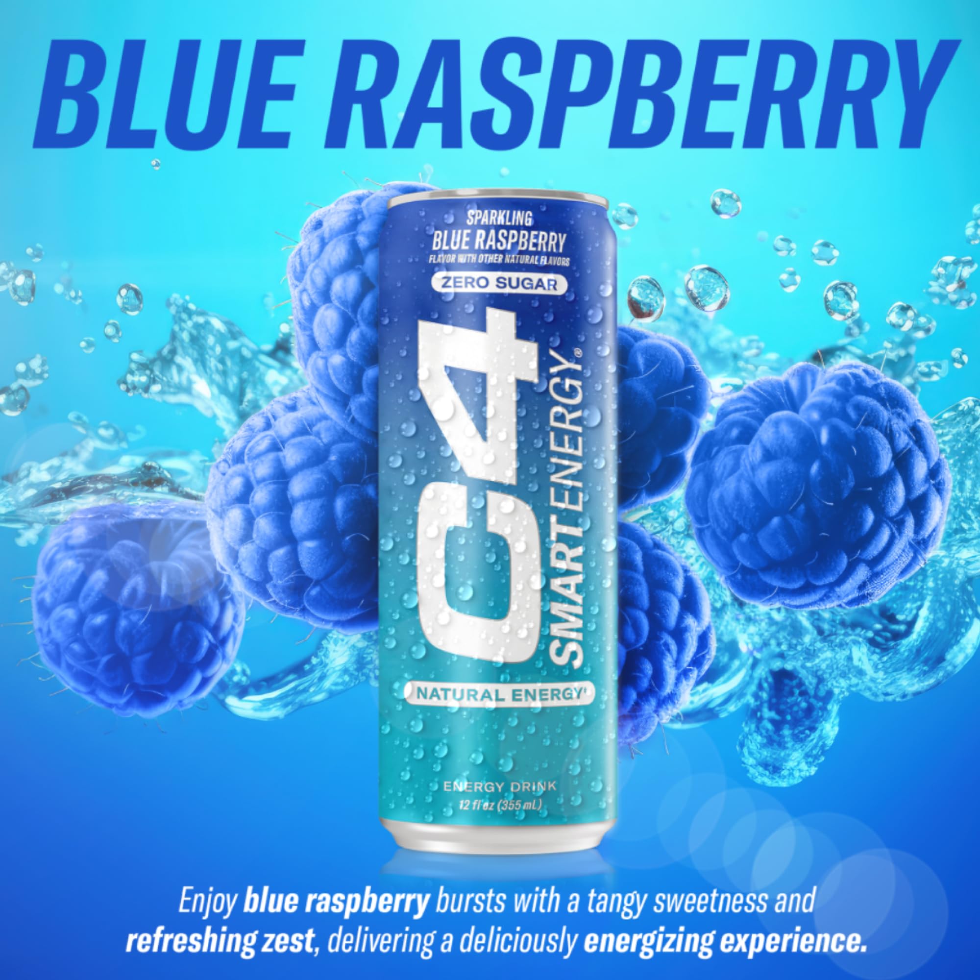 C4 Smart Energy black cherry can highlights zero calories and clean energy