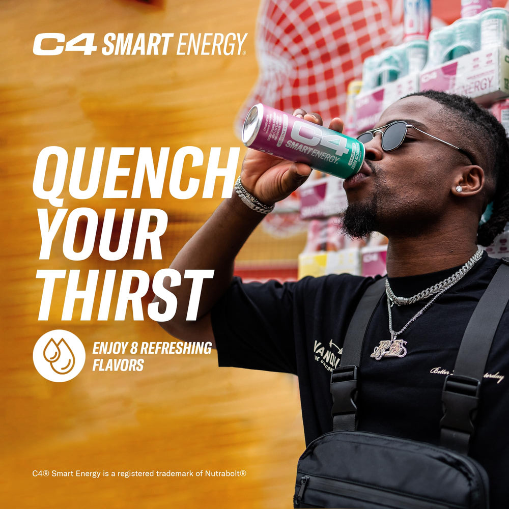 C4 Smart Energy glass with ice emphasizes ready-to-drink chill
