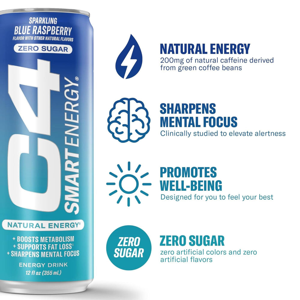 C4 Smart Energy peach mango can blending tropical flavor with caffeine