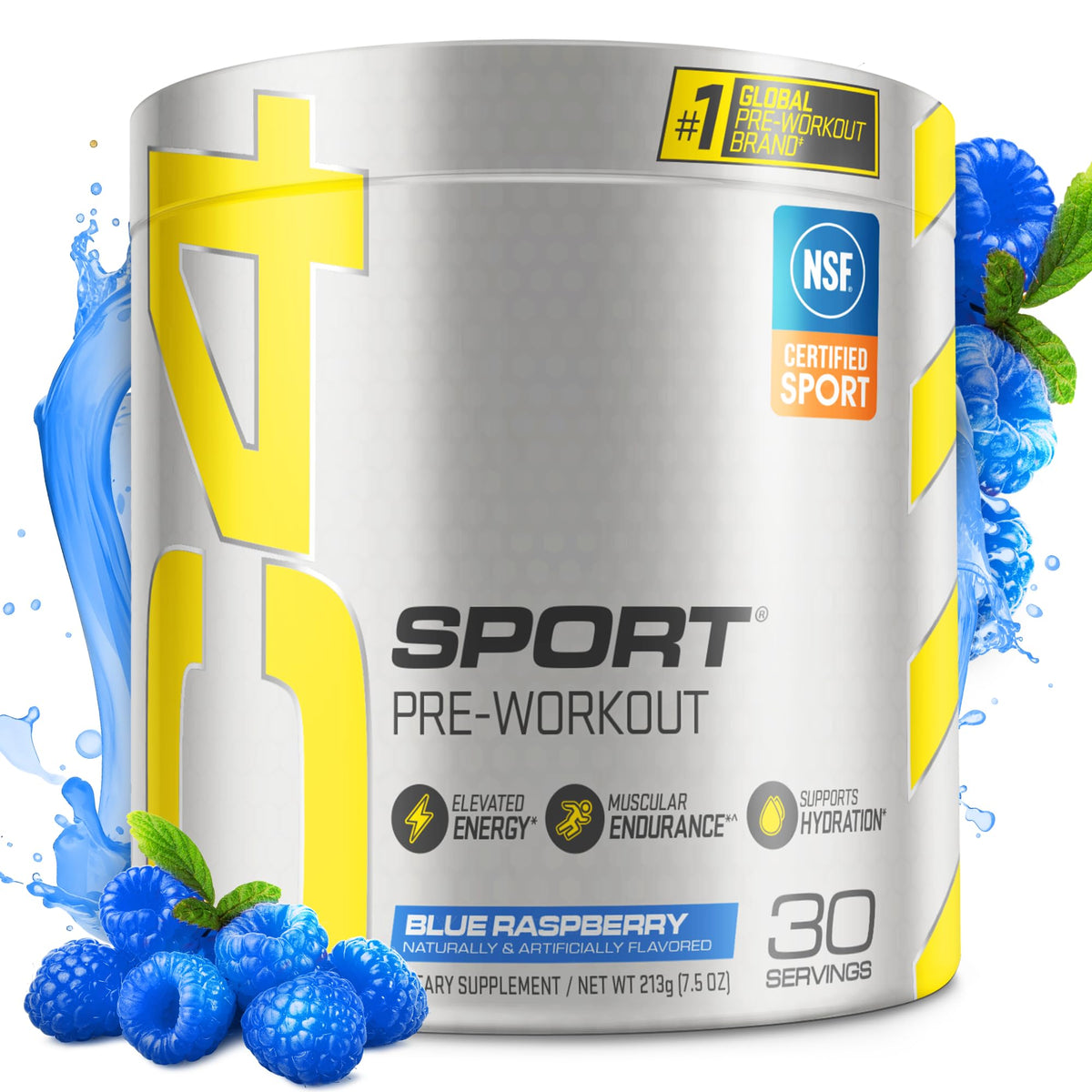 C4 Sport Blue Raspberry tub displayed for pre-workout energy and readiness