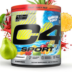 C4 Sport Hawaiian Punch bottle showing energizing, zero-sugar hydration for workouts.