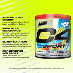 C4 Sport powder scoop dispensing an energizing serving for training sessions.