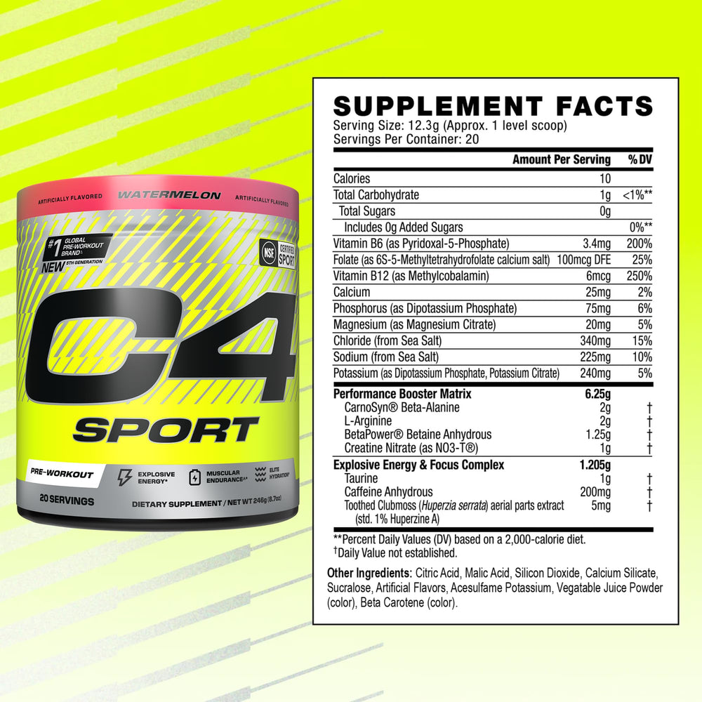 C4 Sport pre-workout mixing glass capturing on-the-go hydration during training.