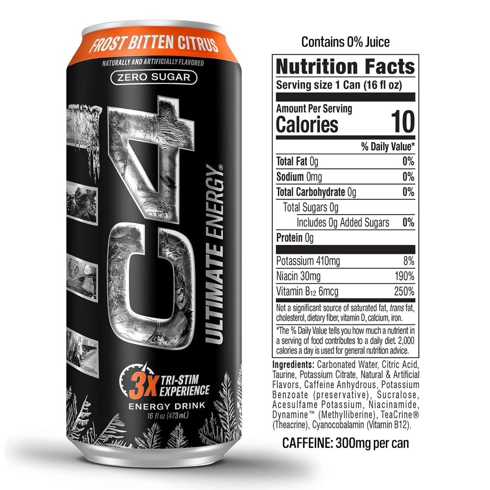 C4 Ultimate Energy bulk pack box shows 12 cans for gym sessions.