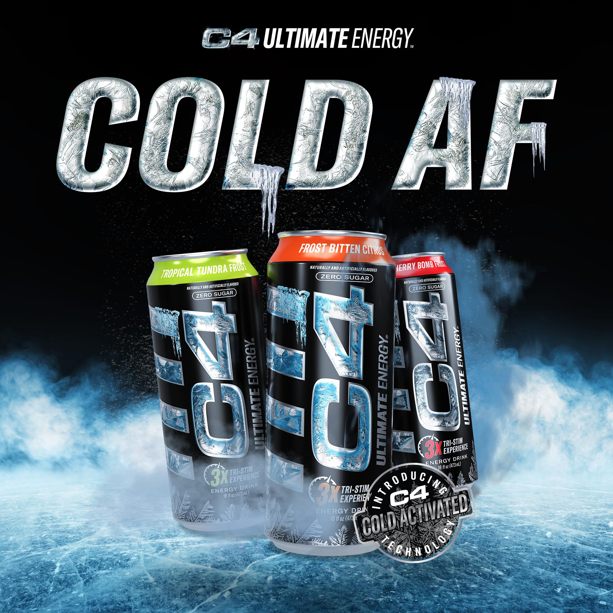 C4 Ultimate Frost 16oz can with icy design and energizing taste