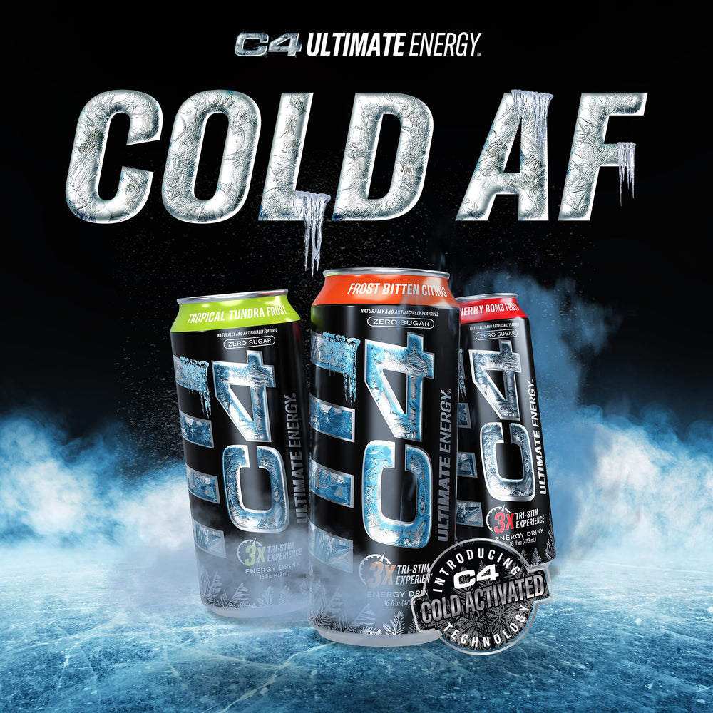 C4 Ultimate Frost 16oz can with icy design and energizing taste