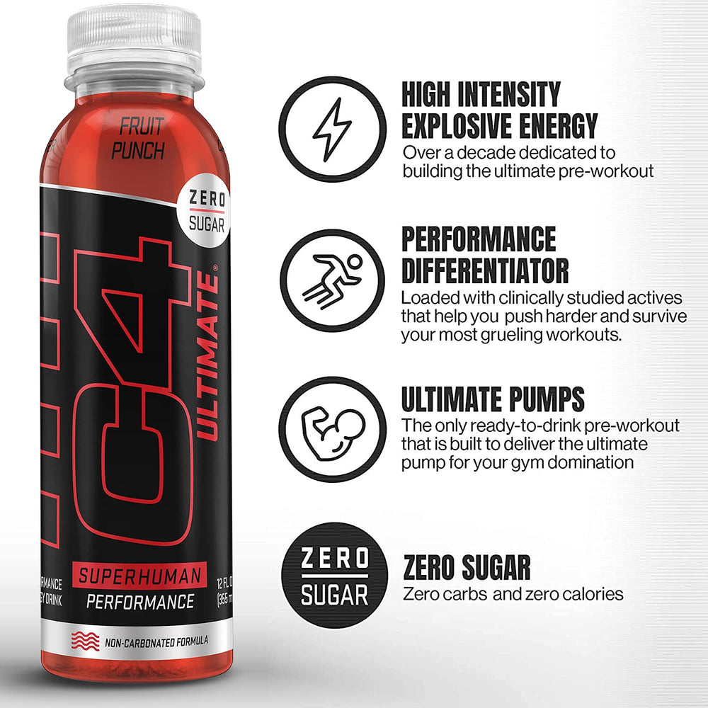 C4 Ultimate label close-up highlighting ingredients and caffeine.