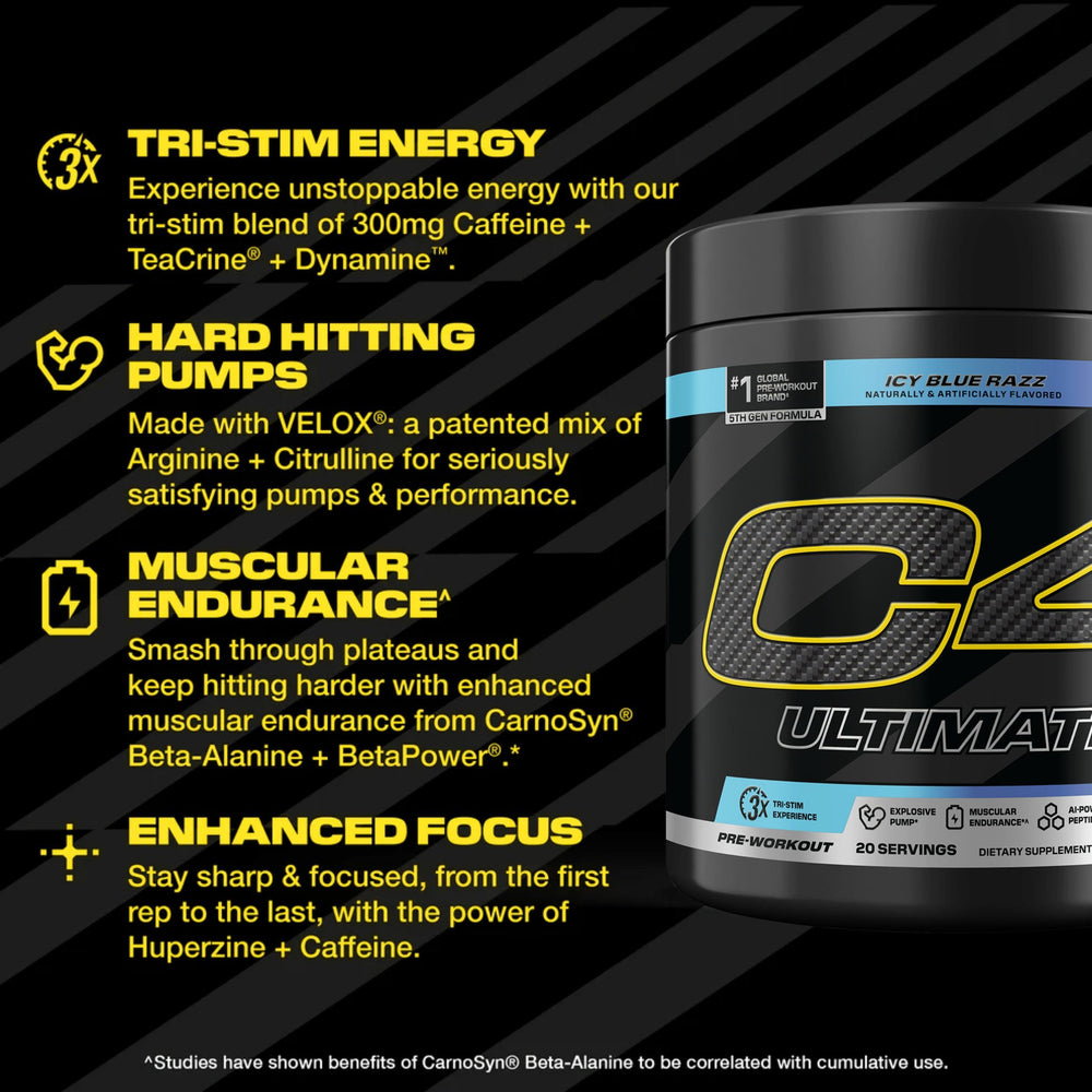 C4 Ultimate powder scoop depicted for easy measuring and consistent dosing