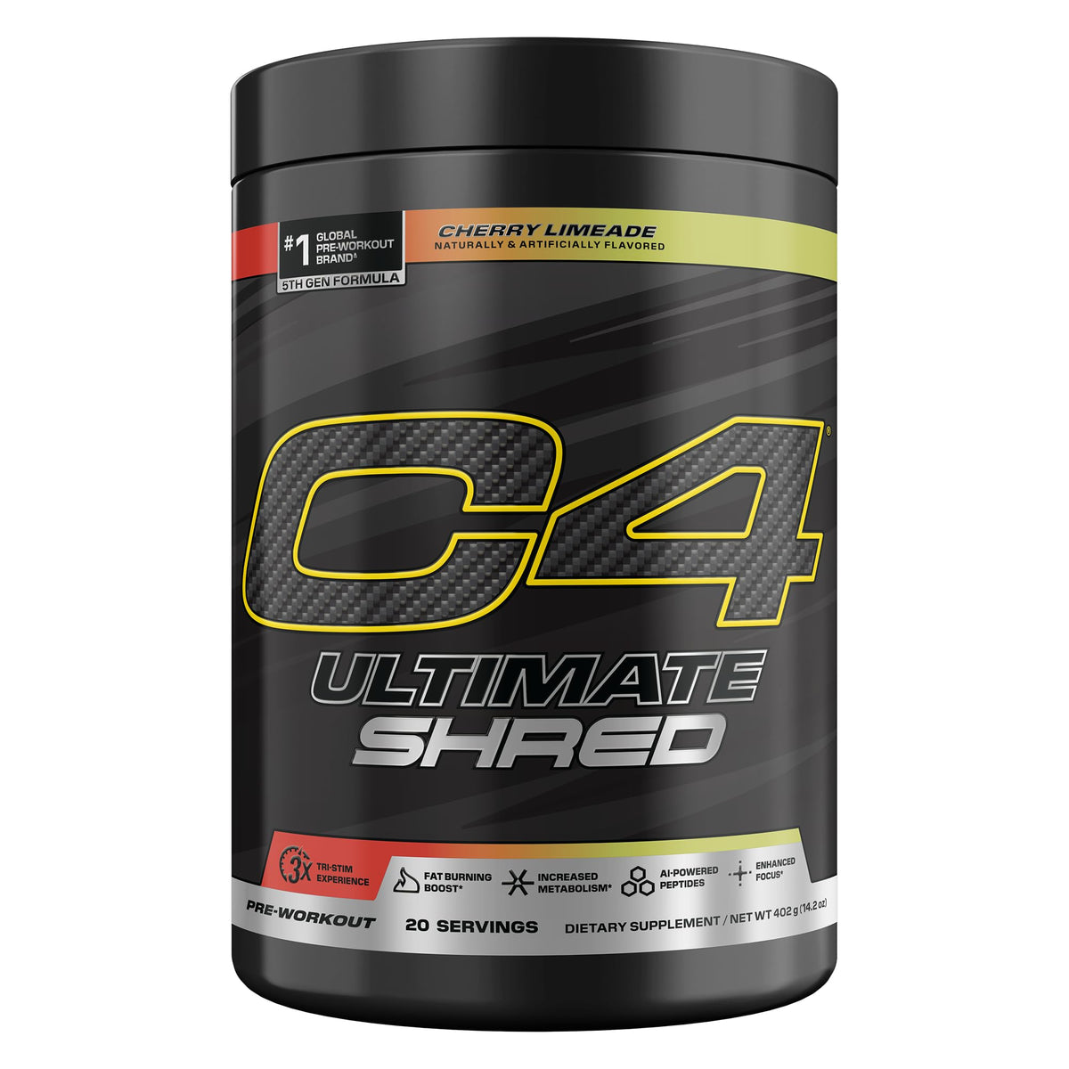 C4 Ultimate Shred tri-stim energy blend powering focused workouts