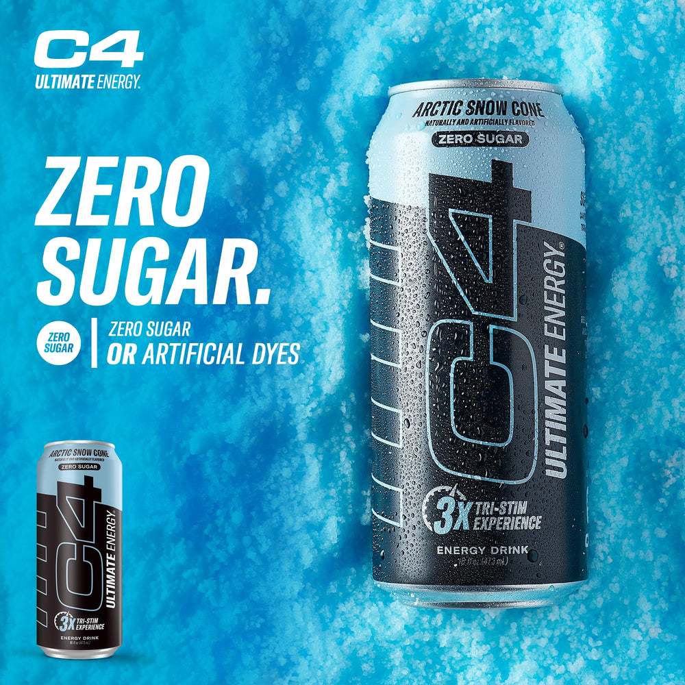 Close-up of fizz and bold color suggests refreshing Arctic Snow Cone flavor