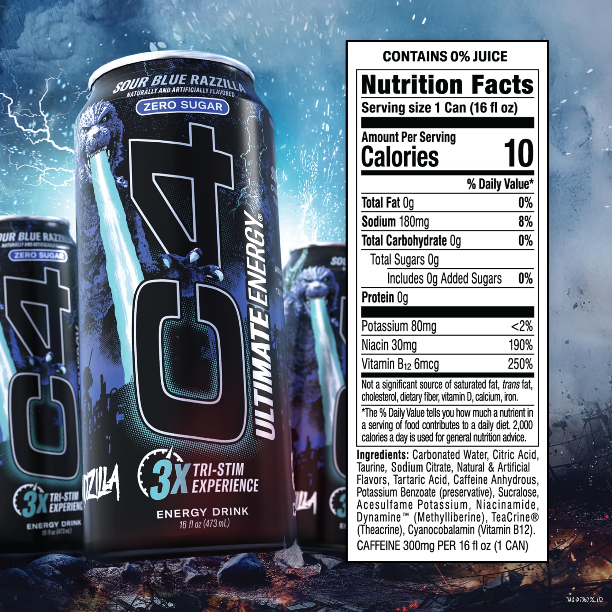 C4 Ultimate tri-stim label highlights TeaCrine and Dynamine for alert energy.