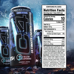 C4 Ultimate tri-stim label highlights TeaCrine and Dynamine for alert energy.