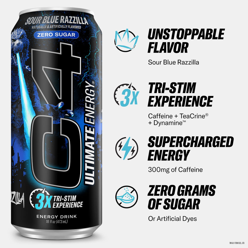 C4 Ultimate 12-pack can displays convenient energy for busy days.