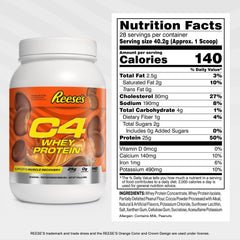 C4 Whey Protein Hershey's Milk Chocolate tub highlighting indulgent flavor.