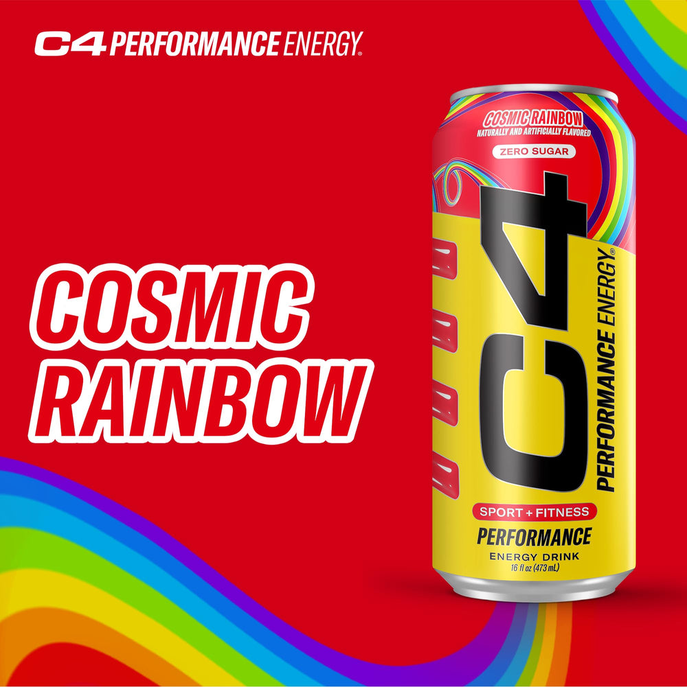 C4 Cosmic Rainbow label indicating zero sugar and zero carbs.