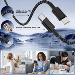 Cabepow braided 10ft USB-C cable for flexible charging.