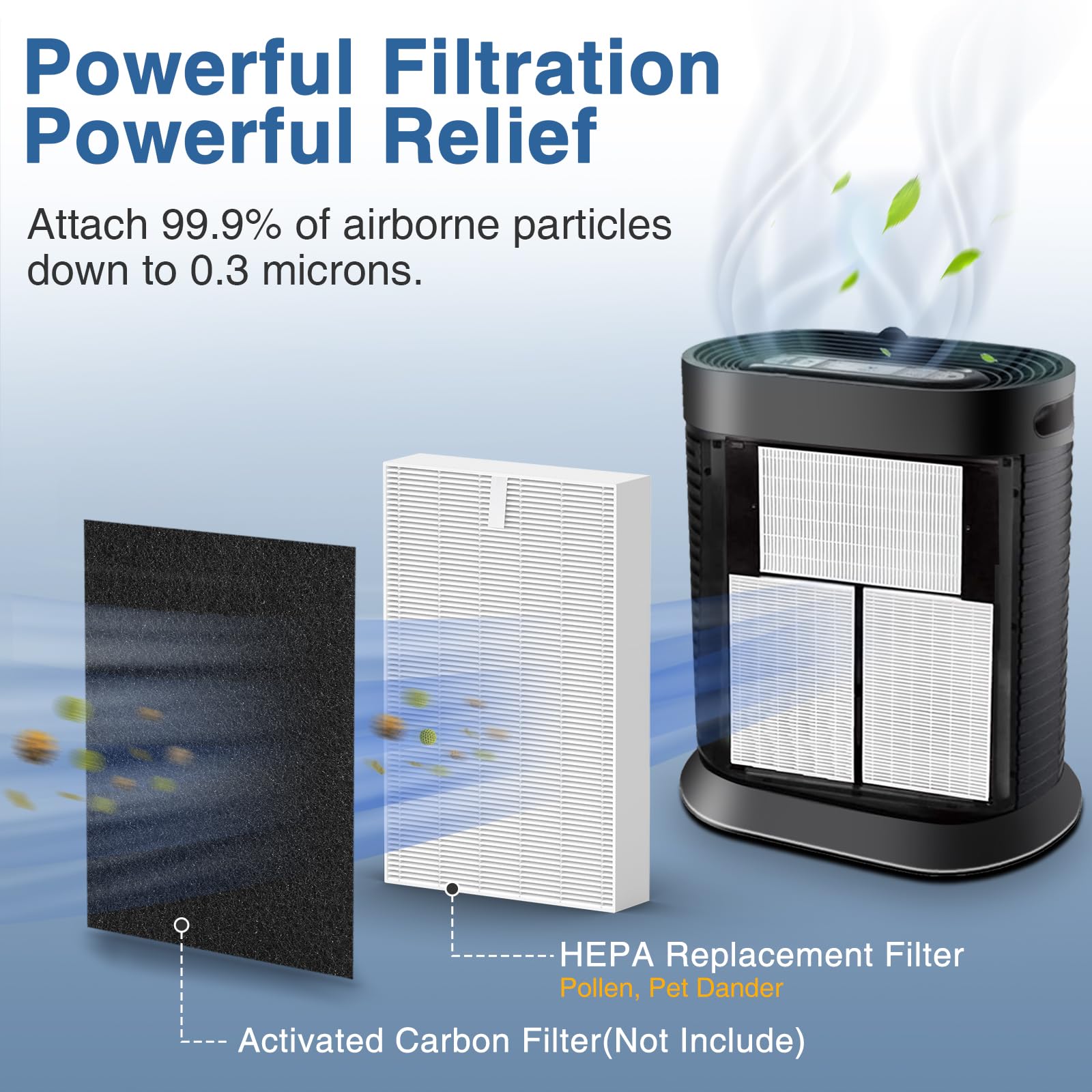 Cabiclean HPA300 filter pack side view shows easy swap and fit.