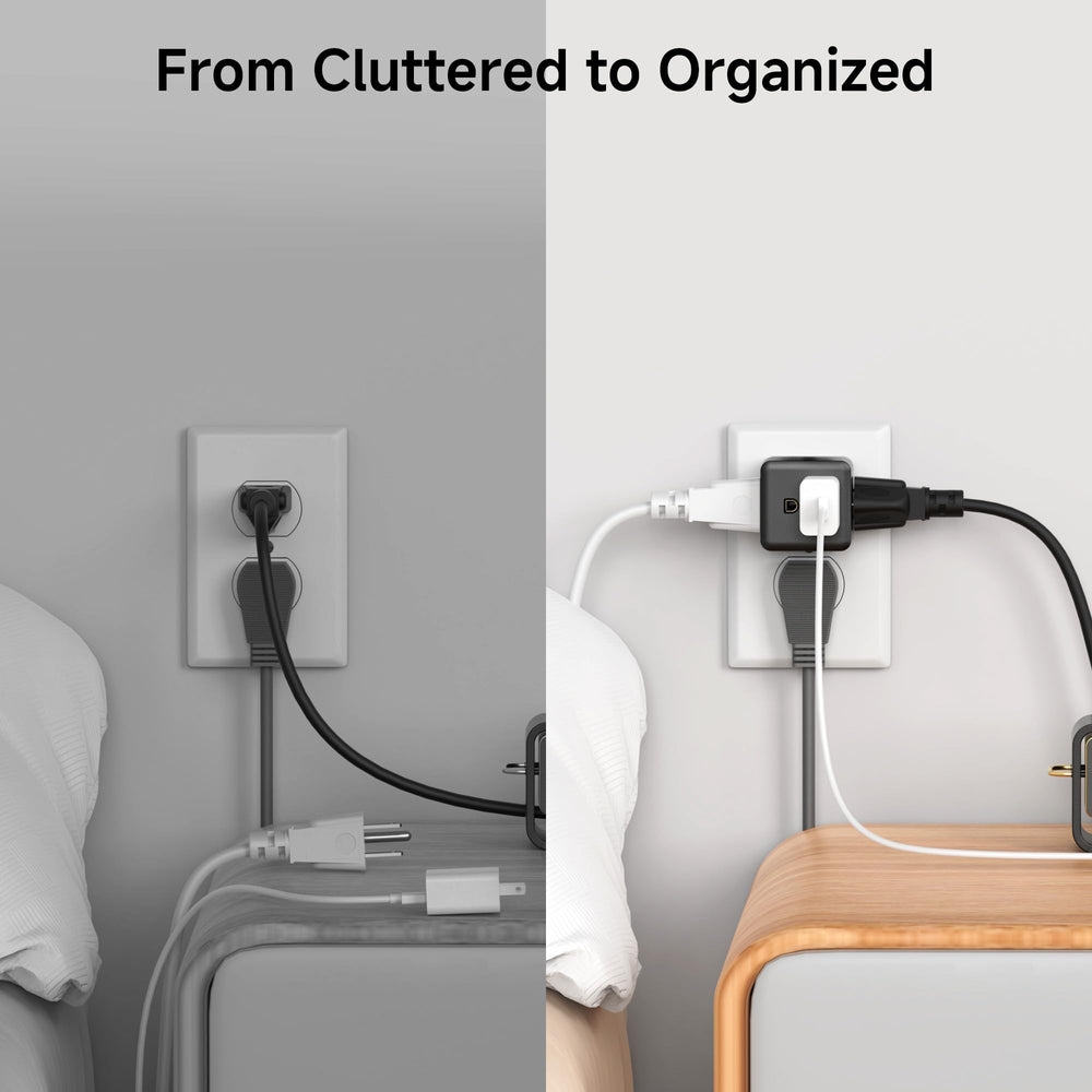 Cable Matters compact 3-outlet saver; space-saving design behind furniture or in tight spots.